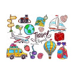 travel clipart, vacation clipart, wanderlust clipart, travel png, clip art travel, scrapbooking, instant download