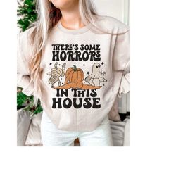 there's some horrors in this house png, trendy halloween, retro png, ghost png, pumpkin png, mummy png, funny halloween