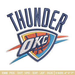 oklahoma city thunder logo embroidery, nba embroidery, sport embroidery, logo embroidery, nba embroidery design.