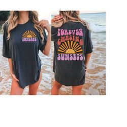 forever chasing sunsets png svg, retro summer sublimation, aesthetic summer, trendy summer png, summer sunset png sublim