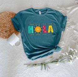 hola tshirt png,retro hola sunshine shirt png,spanish teacher gift,mexican woman gift ,hola spanish outfit,matching vaca