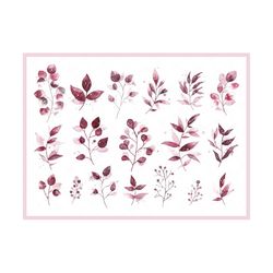 watercolor floral clipart, watercolor tropical burgundy maroon leaves clipart, set of watercolor floral, invitation element png files