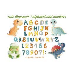 dinosaurs clipart, baby dinosaur clipart, dinosaur alphabet and numbers, dino clip art, t rex clipart, triceratops clipart, instant download