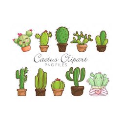 cactus clipart bundle, cactus png files, cute cactus clip art set, cacti clipart, cactuses clipart, instant download