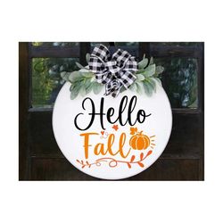 hello fall sing svg, autumn svg, fall svg, thanksgiving svg, thanksgiving door sign svg, thanksgiving door hanger svg