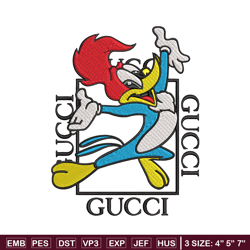 pica pau gucci embroidery design, pica pau embroidery, cartoon design, gucci logo, embroidery file, instant download