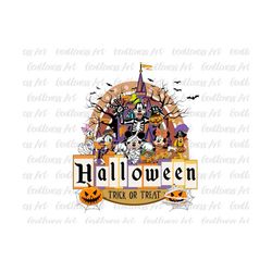 happy halloween mouse and friend svg, trick or treat svg, halloween masquerade, spooky vibes, svg, png files for cricut sublimation