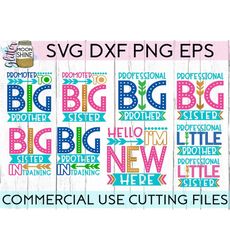 sibling announcement bundle svg dxf eps png files for cutting machines cameo cricut, new baby announcement, cute big lit