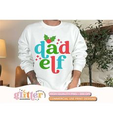 dad elf retro sparkle blue png print file for sublimation or print, christmas sublimation, winter sublimation, holiday p
