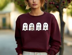 iced coffee halloween crew, aesthetic crewneck, halloween sweatshirt png, embroidered halloween, coffee lovers, little g