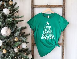 jesus is the reason for the season t-shirt png, couple christmas shirt png, faith, catholic, cute holiday, national lamp
