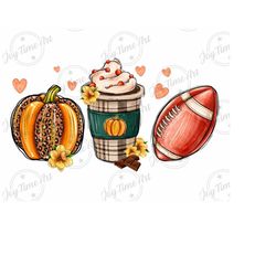 fall coffee cup with football ball png sublimation design,coffee cup png,football png,football ball png,sports coffee cup png,pumpkin coffee