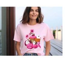 breast cancer shirt, in october we wear pink shirt, pink pumpkin flower shirt, pumpkin breast cancer awareness shirt, br