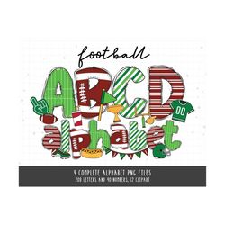 football png, football doodle alphabet png, football letters, football clipart, football font png sublimation, trendy football png