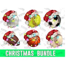 christmas sport balls bundle png, basketball png, soccer ball png, football png, baseball png, softball png, volleyball png, merry christmas