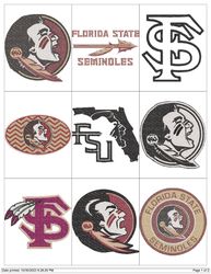collection college sports  florida state seminoles  logo's embroidery machine designs