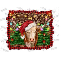 texas longhorn merry christmas sublimation design, christmas texas longhorn, merry christmas png, christmas animal png ,western heifers png