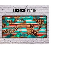 western leopard serape license plate,serape design png, western license plate png, leopard pattern, digital download