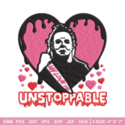 my love is unstoppable embroidery design, michael myers embroidery, embroidery file, halloween design, digital download.