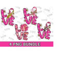 breast cancer love bundle png sublimation design,cancer awareness,cancer ribbon png,breast cancer png,cancer warrior png,digital download