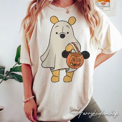 comfort colors retro pooh ghost halloween shirt png, disney spooky season shirt png, mickeys not so scary halloween shir