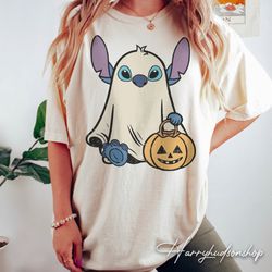 comfort colors vintage stitch ghost halloween shirt png, retro disney spooky season shirt png, disney stitch halloween s