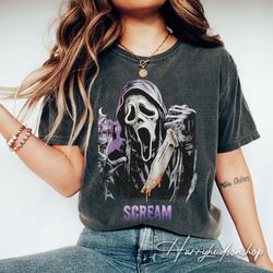 comfort colors vintage ghostface shirt png, scream shirt png, horror ghostface shirt png, horror movie shirt png, hallow