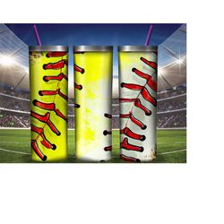 baseball and softball tumbler png, 20 oz skinny straight tumbler ,baseball softball - 20oz skinny tumbler wraps template