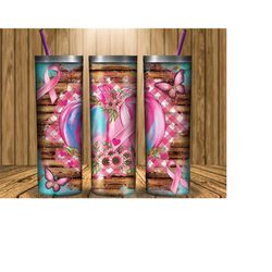 breast cancer awareness 20oz skinny tumbler png design, breast cancer awareness tumbler, cancer pumpkins tumbler, instant download