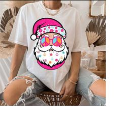 hippie santa png, christmas png, cute christmas shirt digital design, pink santa png, retro christmas png, christmas sub