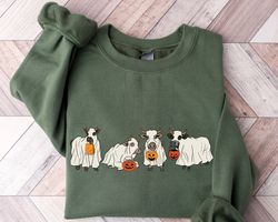 halloween ghost cow sweatshirt png, western halloween cow sweatshirt png, halloween cowboy shirt png, halloween ghost, h