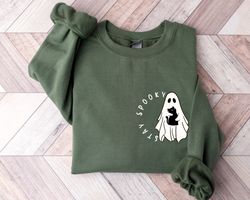 halloween stay spooky sweatshirt png, spooky season pocket sweatshirt png, ghost black cat sweatshirt png, halloween boo