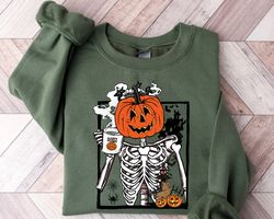 halloween sweatshirt png, funny halloween sweatshirt png, skeleton halloween sweatshirt png coffee fall shirt png,fall s