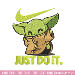 nike baby yoda embroidery design, nike baby yoda cartoon embroidery, nike design, embroidery file, instant download.