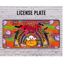 halloween rainbow license plate,halloween license plate,rainbow license plate, pumpkin license plate,ghost license plate