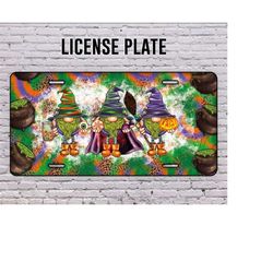 halloween gnomes license plate png, halloween license plate,witch gnomes halloween license plate ,witch gnomes halloween