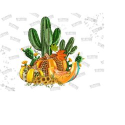 leopard cowhide pumpkin cactus sunflower png, fall clipart, fall cactus png, sunflower pumpkin png, png sublimation desi