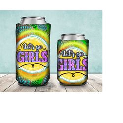 western let's go girls can cooler png sublimation design, gemstone leopard can holder, 12 oz. can cooler template, can c