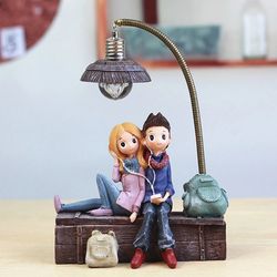 creative boys and girls night lamp,  couple character ornaments with led light, decorative object to display in room