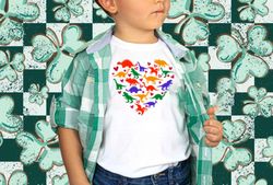 colored dinosaurs heart kids shirt png, dinosaurs baby,dinosaurs lover shirt png,heart of dinosaurs shirt png,valentine'