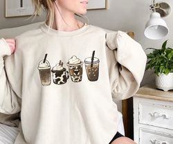 cow coffee mug sweatshirt png, coffee cup shirt png, but first coffee, coffee latte lover gift, iced coffee shirt png, w