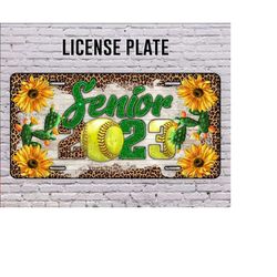 senior 2023 softball license plate, softball license plate png, sunflower png, sport license plate png, softball png, di