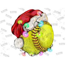 christmas softball ball sublimation png, softball santa hat hand painted png, softball ball png, merry christmas png,christmas softball png