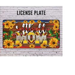 softball mom license plate, softball license plate png, sunflower png, sport license plate png, softball png, mom png, digital download