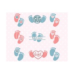 baby feet svg baby feet monogram cut files baby svg baby monogram frames cut files for silhouette cricut file vinyl svg dxf png cutting file