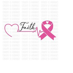 faith heartbeat ribbon svg / breast cancer svg / cancer survivor svg / commercial use / cut file / cricut / silhouette /