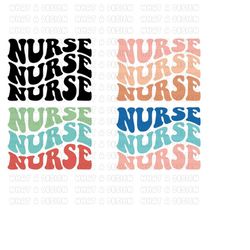 nurse svg, retro, wavy stacked text svg, nurse appreciation, boho shirt png, sublimation design, digital cut files for c