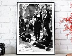 nuns smoking poster, nuns wall art - feminist print, art deco, canvas print, gift idea, print buy 2 get 1 free.jpg