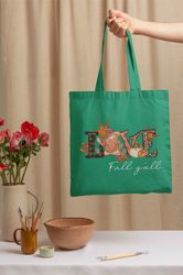 love fall yall tote bag, gift for halloween, love tote bag, pumpkins leaves totes, thanksgiving gnome tote bags, buffalo