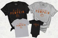 matching pumpkin tee, thanksgiving gifts, mama dada little family pumpkins shirt pngs, halloween birthday party shirt pn
